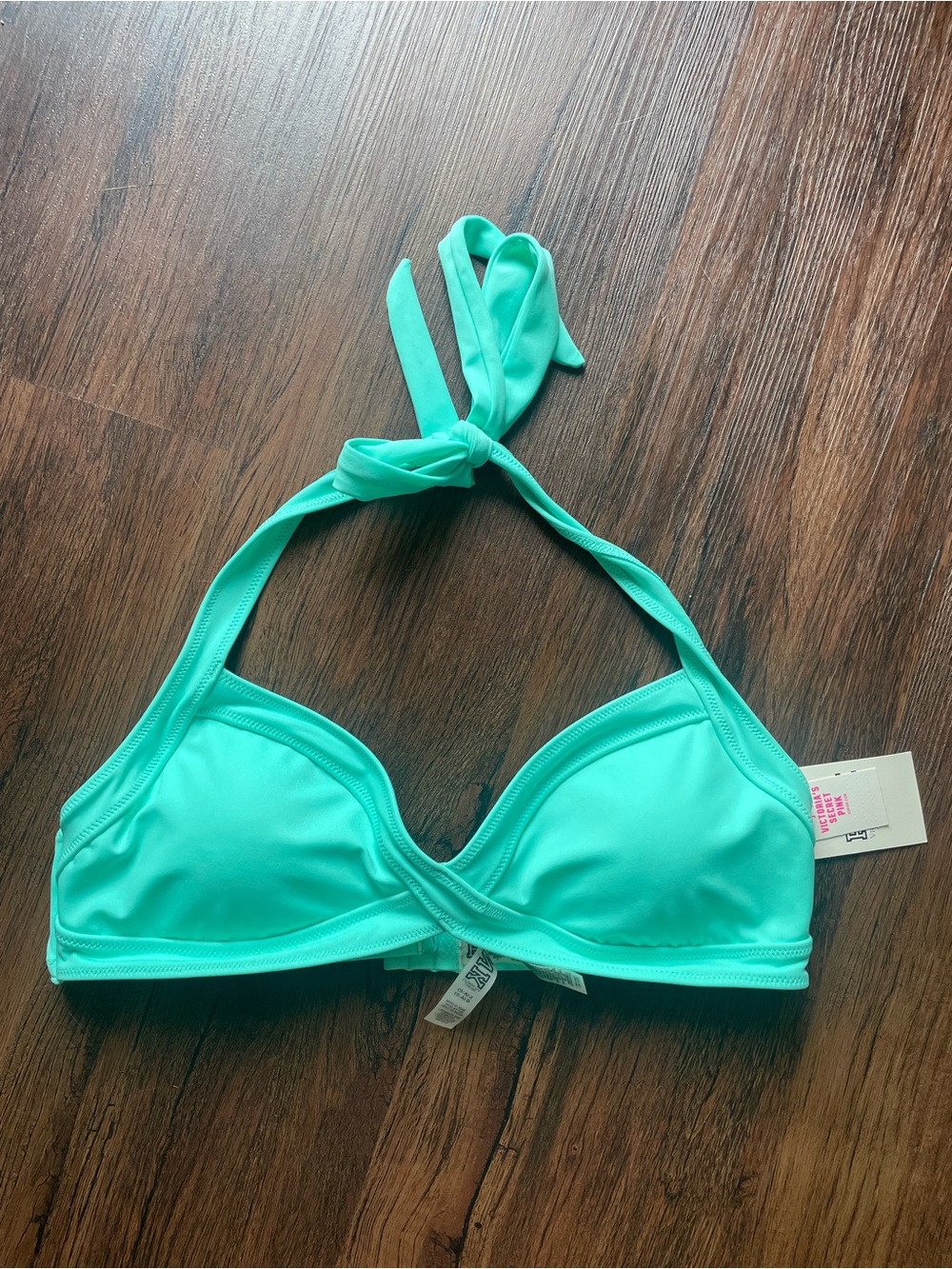 Victoria's Secret Pink Halter Bikini Swim Tiffany Blue Criss Cross Front Top NWT